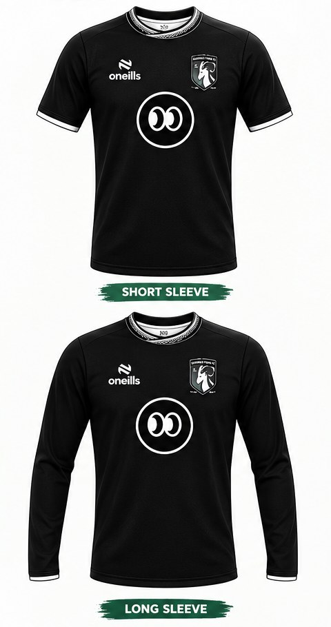 Classic Black jersey design, shown in short and long sleeve versions